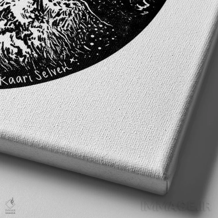 تابلو دکوراتیو ماه کوهستانی اثر کاری سلون - نمای نزدیک بافت بوم