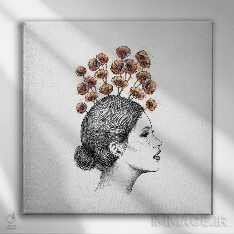 تابلو دکوراتیو شقایق های شکوفا اثر کاری سلون - نمای روبهرو روی دیوار