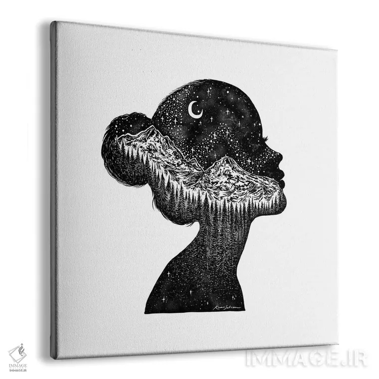 تابلو دکوراتیو سیلوئت کوهستانی اثر کاری سلون - نمای پرسپکتیو محصول