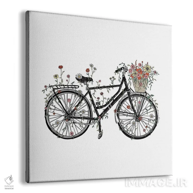 تابلو دکوراتیو دوچرخه گلدار اثر کاری سلون - نمای پرسپکتیو محصول