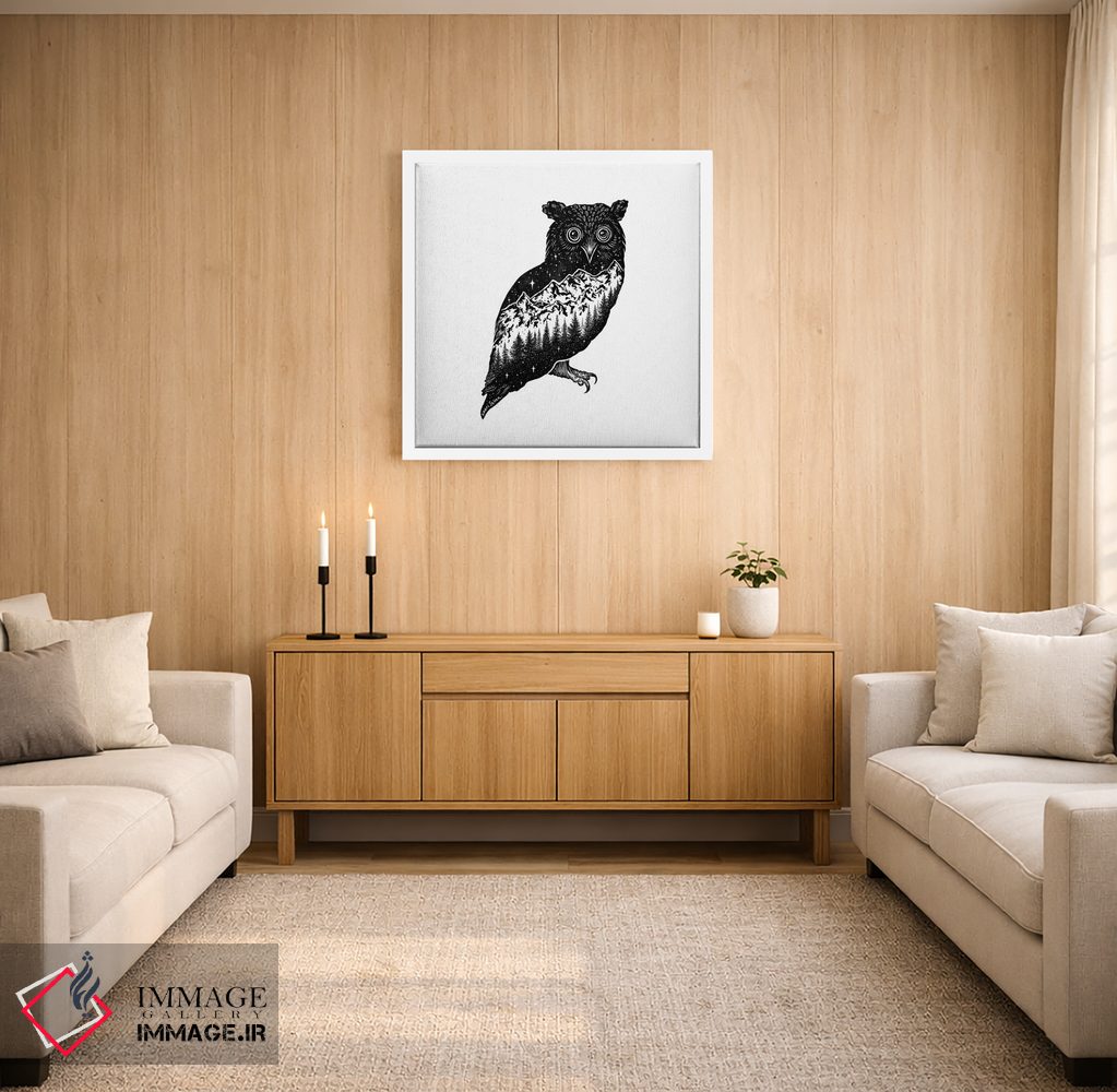 تابلو دکوراتیو جغد کوهستانی اثر کاری سلون - D1W