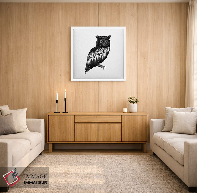 تابلو دکوراتیو جغد کوهستانی اثر کاری سلون - D1W