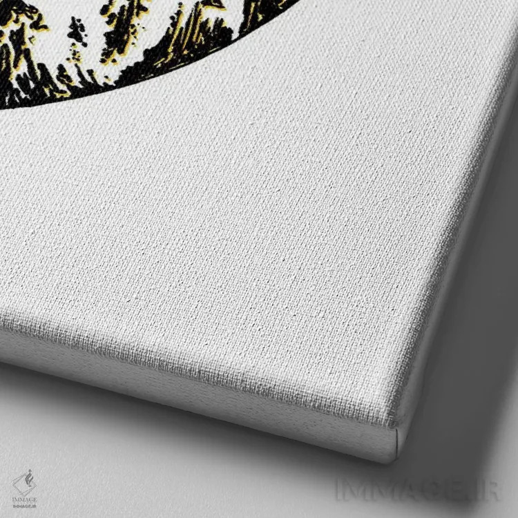 تابلو دکوراتیو خورشید کوهستانی اثر کاری سلون - نمای نزدیک بافت بوم