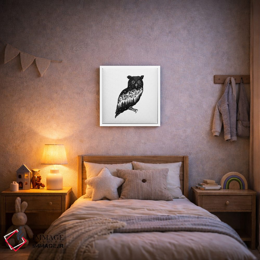 تابلو دکوراتیو جغد کوهستانی اثر کاری سلون - D4W