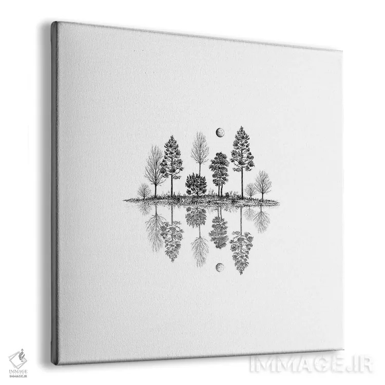 تابلو مینیمال انعکاس درختان اثر کاری سلون - نمای پرسپکتیو محصول