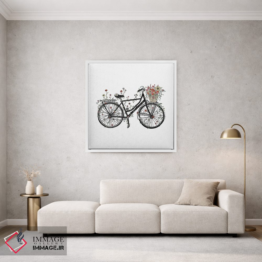 تابلو دکوراتیو دوچرخه گلدار اثر کاری سلون - D1W