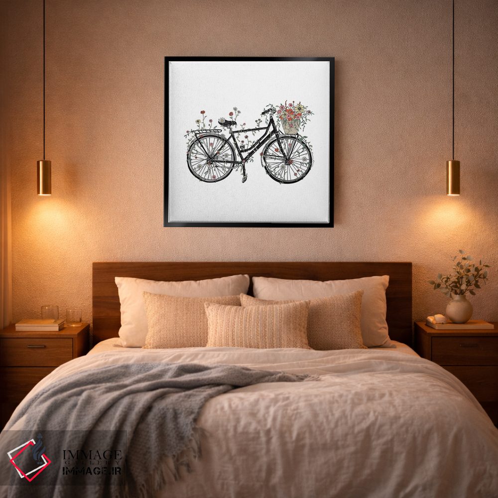 تابلو دکوراتیو دوچرخه گلدار اثر کاری سلون - D3B