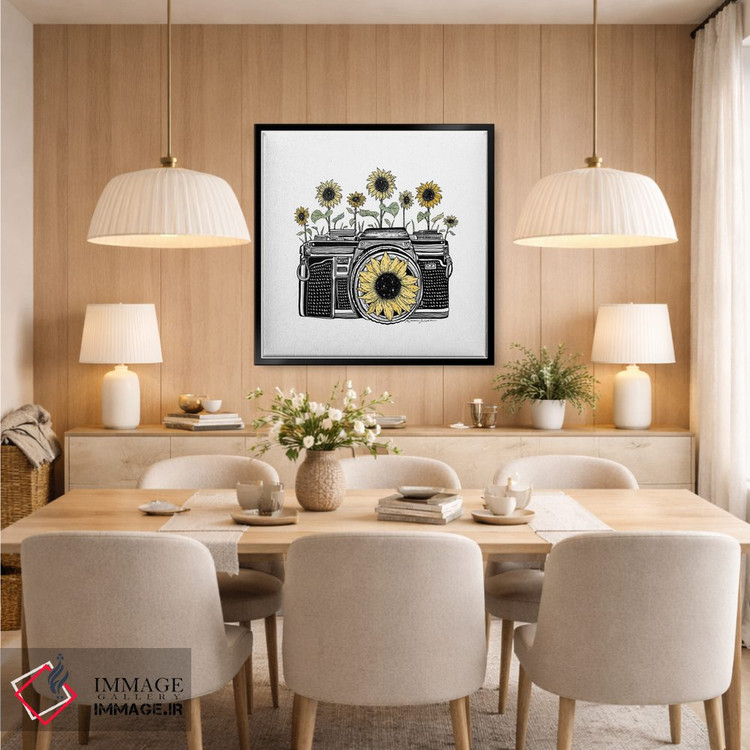 تابلو دکوراتیو دوربین آفتابگردانی رنگی اثر کاری سلون - D6B