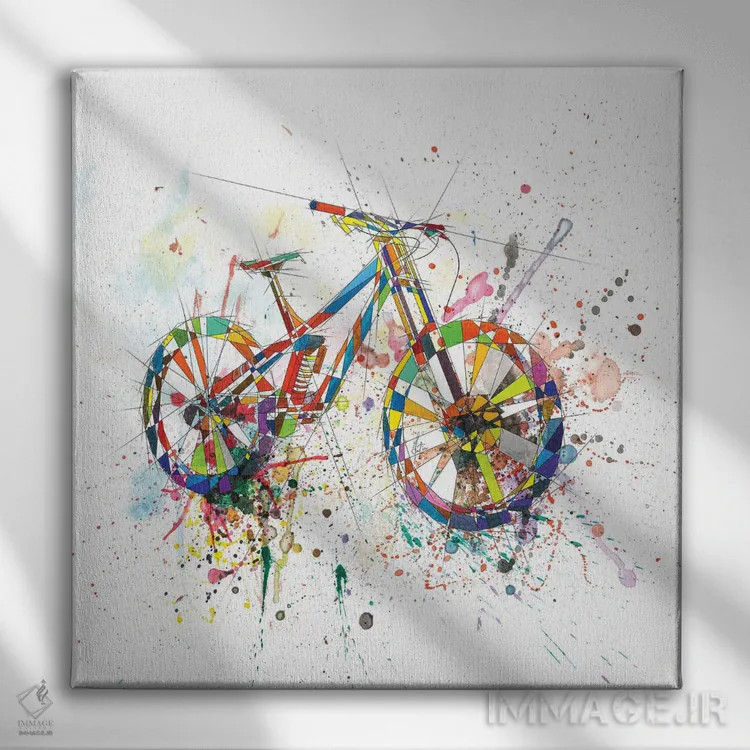 تابلو دکوراتیو دوچرخه اثر کاتیا اسکای - نمای روبهرو روی دیوار