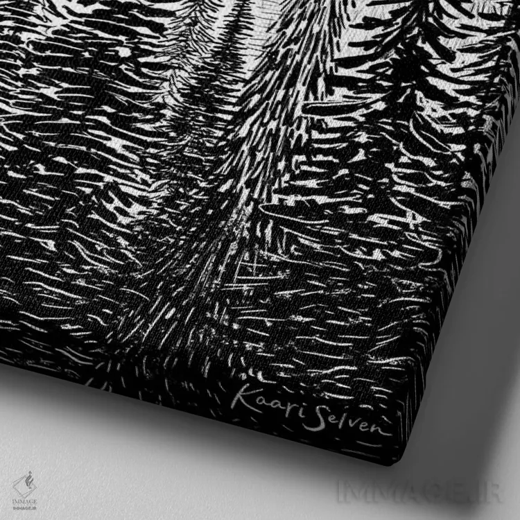 تابلو دکوراتیو منظره درختان ۱ اثر کاری سلون - نمای نزدیک بافت بوم