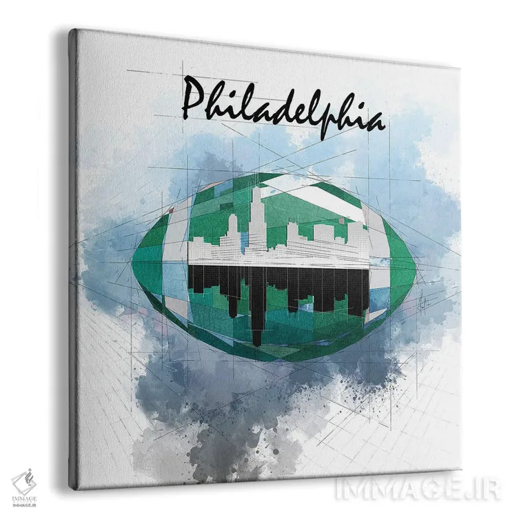تابلو دکوراتیو افق فیلادلفیا با فوتبال اثر کاتیا اسکای - نمای پرسپکتیو محصول