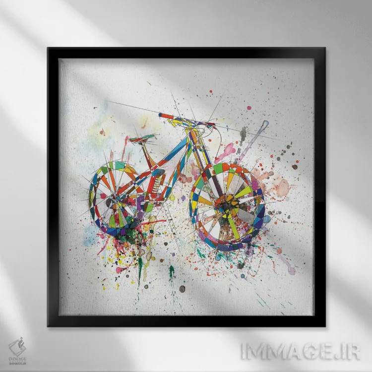 تابلو دکوراتیو دوچرخه اثر کاتیا اسکای - نمای قابدار مشکی