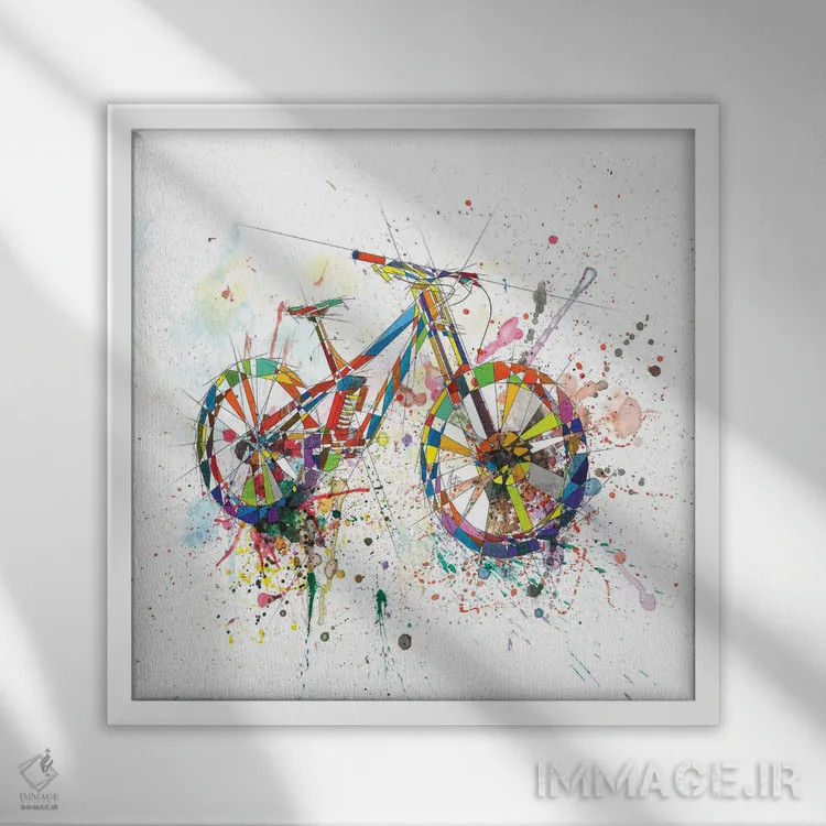 تابلو دکوراتیو دوچرخه اثر کاتیا اسکای - نمای قابدار سفید