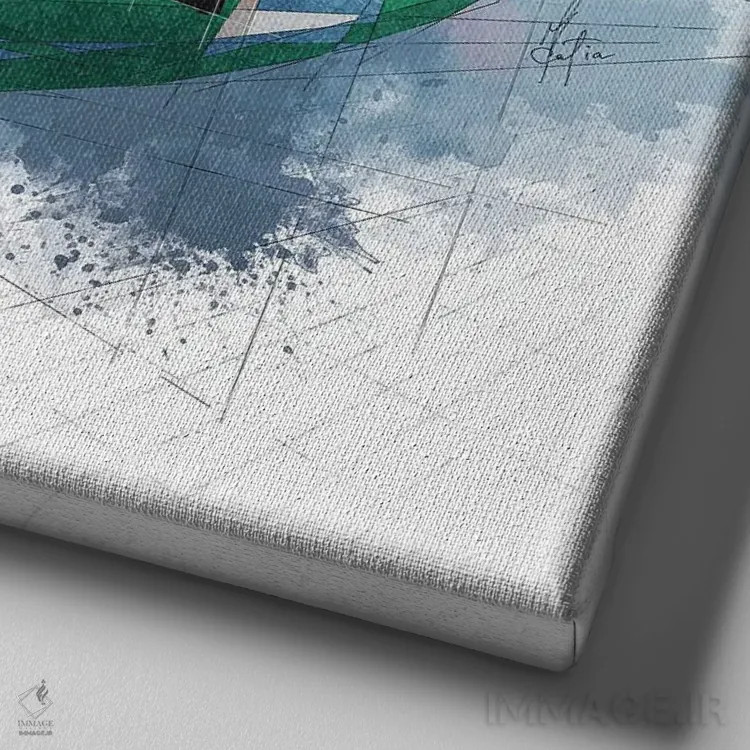 تابلو دکوراتیو افق فیلادلفیا با فوتبال اثر کاتیا اسکای - نمای نزدیک بافت بوم