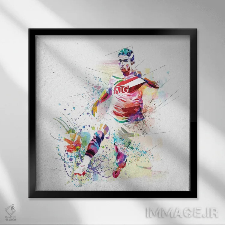تابلو دکوراتیو کریستیانو رونالدو اثر کاتیا اسکای - نمای قابدار مشکی