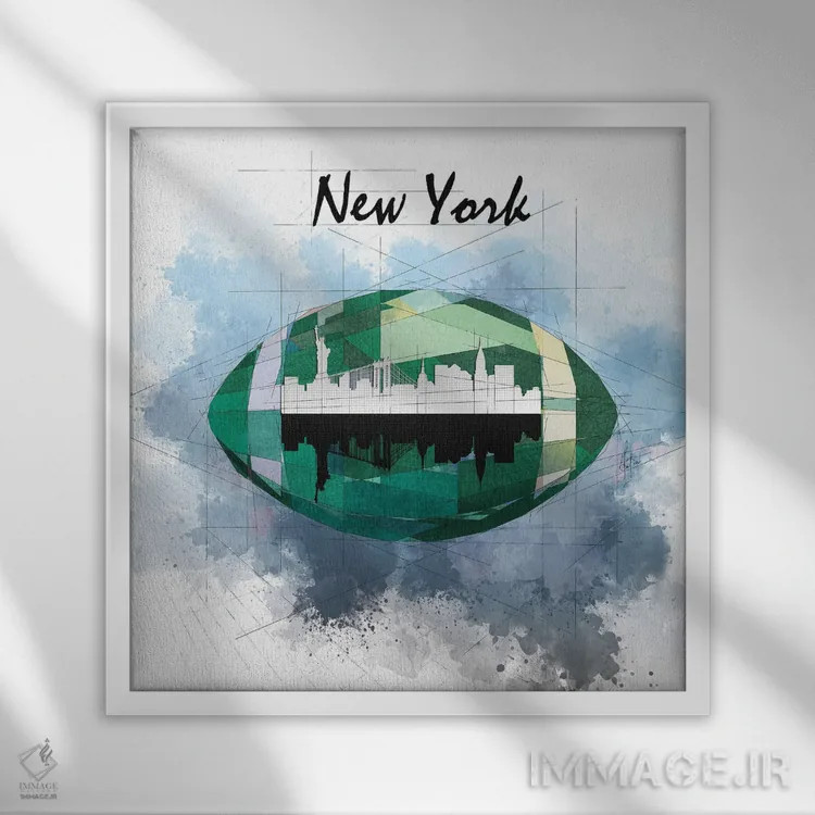 تابلو دکوراتیو نیویورک جتس اثر کاتیا اسکای - نمای قابدار سفید