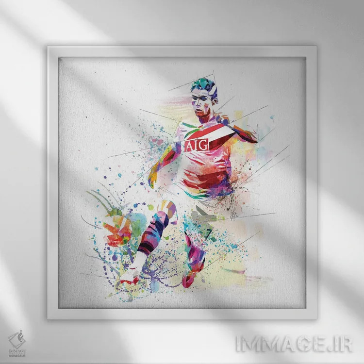 تابلو دکوراتیو کریستیانو رونالدو اثر کاتیا اسکای - نمای قابدار سفید