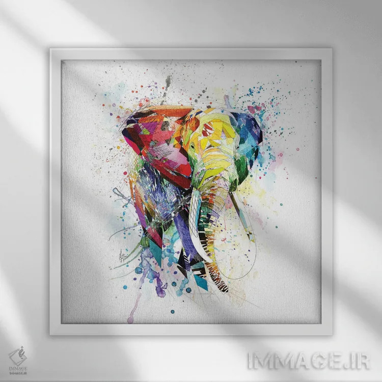 تابلو دکوراتیو فیل اثر کاتیا اسکای - نمای قابدار سفید