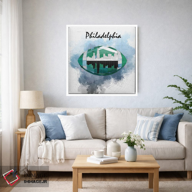 تابلو دکوراتیو افق فیلادلفیا با فوتبال اثر کاتیا اسکای - D3W