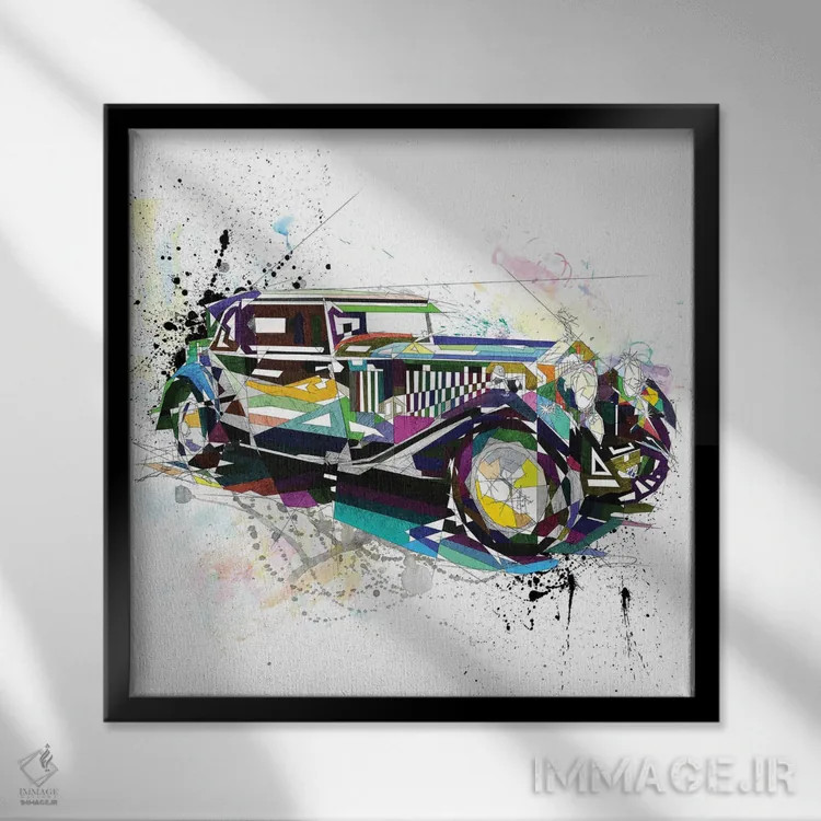 تابلو دکوراتیو رولز رویس اثر کاتیا اسکای - نمای قابدار مشکی