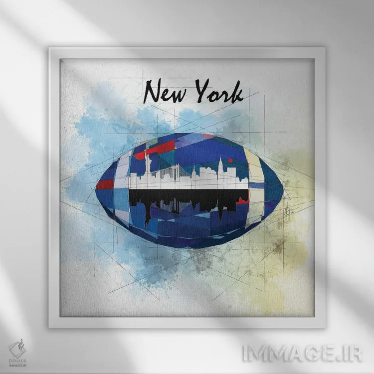 تابلو دکوراتیو نیویورک جاینتس اثر کاتیا اسکای - نمای قابدار سفید