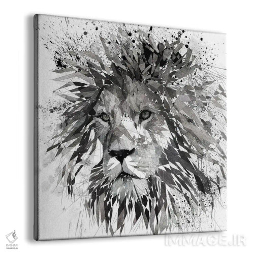 تابلو دکوراتیو شیر سیاه و سفید اثر کاتیا اسکای - نمای پرسپکتیو محصول