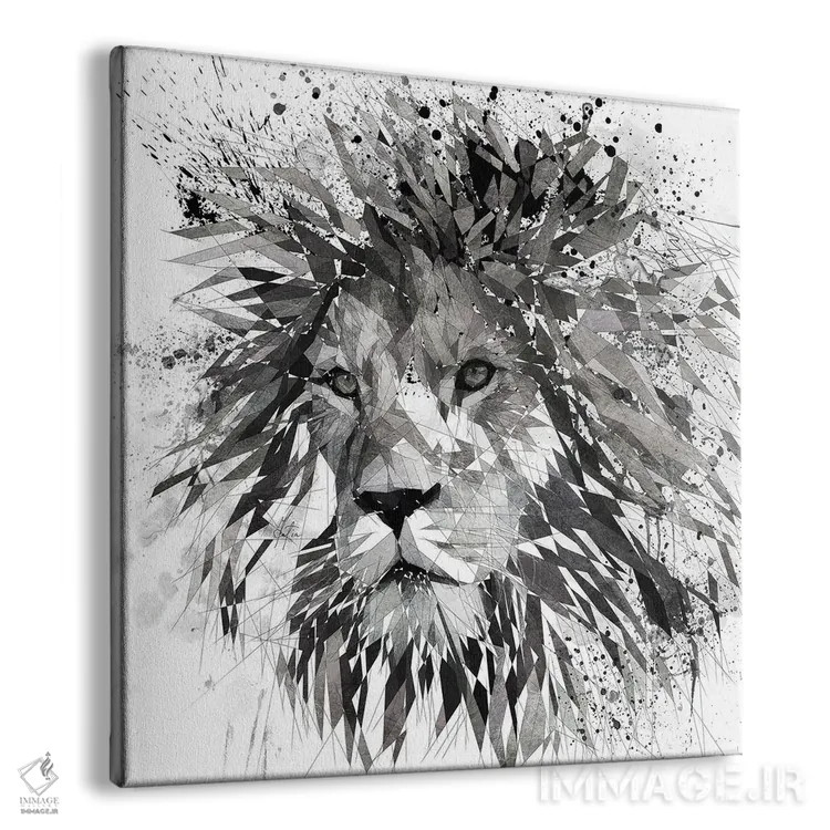 تابلو دکوراتیو شیر سیاه و سفید اثر کاتیا اسکای - نمای پرسپکتیو محصول