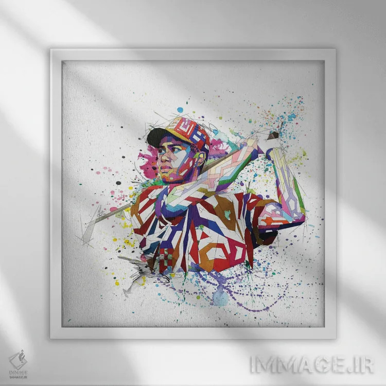 تابلو دکوراتیو تایگر وودز اثر کاتیا اسکای - نمای قابدار سفید