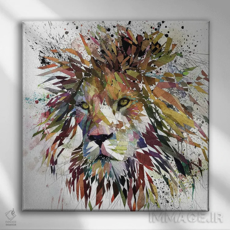 تابلو دکوراتیو شیر طبیعت اثر کاتیا اسکای - نمای روبهرو روی دیوار