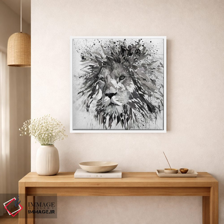 تابلو دکوراتیو شیر سیاه و سفید اثر کاتیا اسکای - D1W