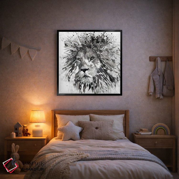 تابلو دکوراتیو شیر سیاه و سفید اثر کاتیا اسکای - D2B