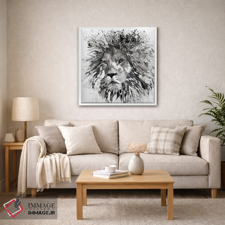 تابلو دکوراتیو شیر سیاه و سفید اثر کاتیا اسکای - D3W