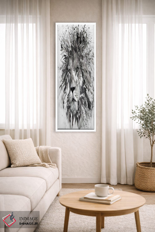 تابلو دکوراتیو شیر سیاه و سفید اثر کاتیا اسکای - D4W