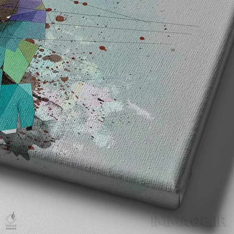 تابلو دکوراتیو توله بولداگ فرانسوی روی پس زمینه خاکستری اثر کاتیا اسکای - نمای نزدیک بافت بوم