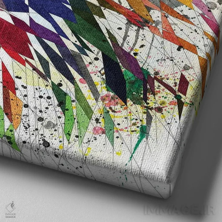 تابلو دکوراتیو شیر رنگی اثر کاتیا اسکای - نمای نزدیک بافت بوم