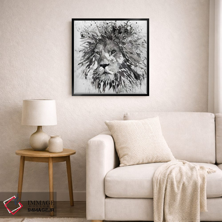 تابلو دکوراتیو شیر سیاه و سفید اثر کاتیا اسکای - D6B