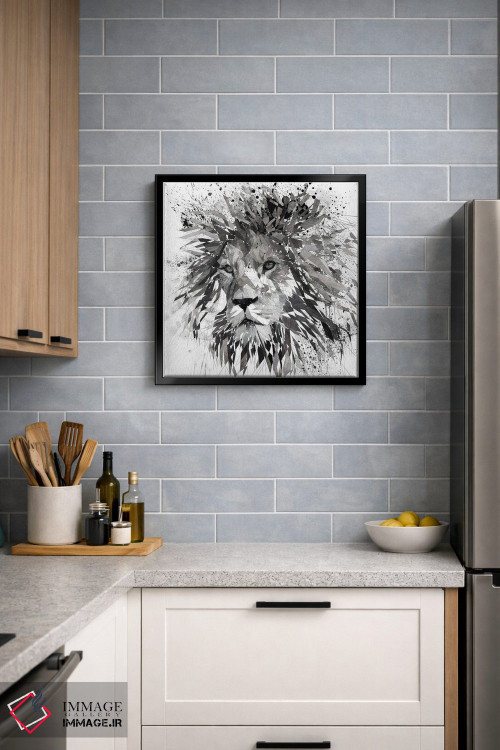 تابلو دکوراتیو شیر سیاه و سفید اثر کاتیا اسکای - D5B