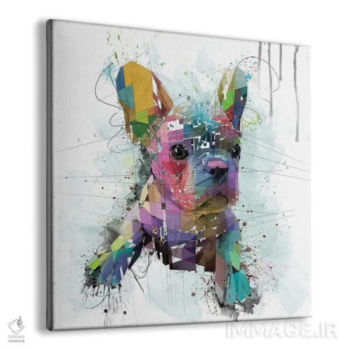 تابلو دکوراتیو توله بولداگ فرانسوی اثر کاتیا اسکای - نمای پرسپکتیو محصول