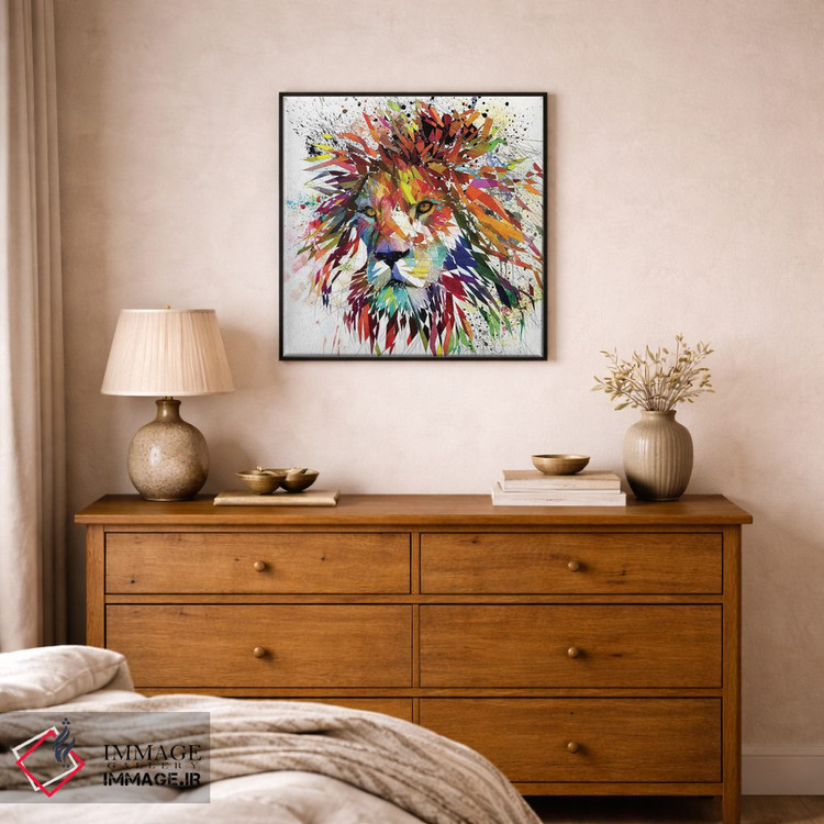 تابلو دکوراتیو شیر رنگی اثر کاتیا اسکای - D2B