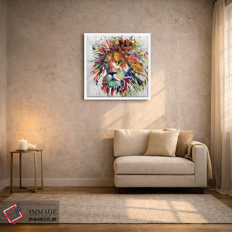 تابلو دکوراتیو شیر رنگی اثر کاتیا اسکای - D3W