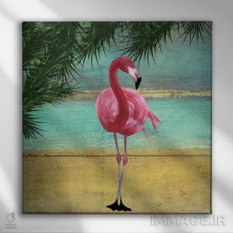 تابلو دکوراتیو قاب فلامینگو ۲ اثر کارن اسمیت - نمای روبهرو روی دیوار