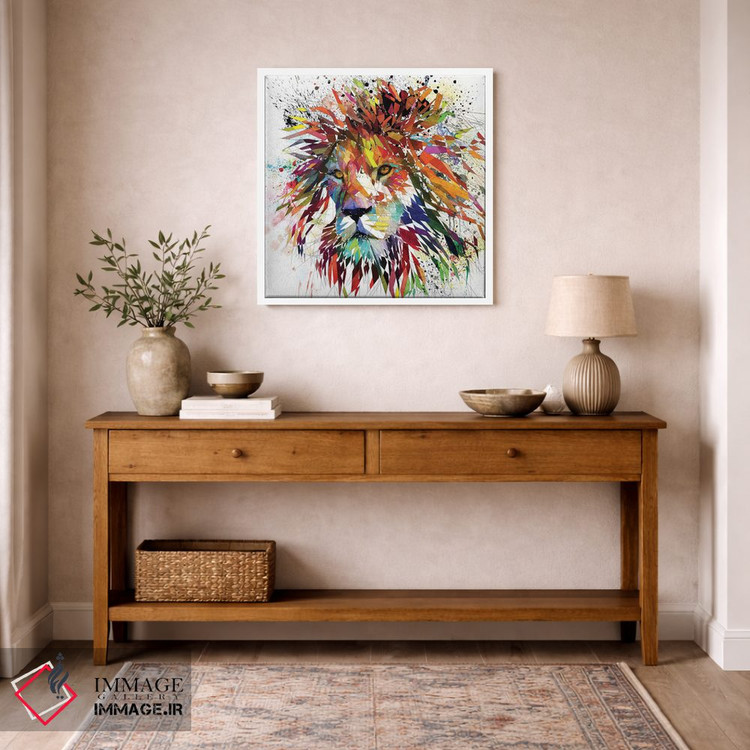 تابلو دکوراتیو شیر رنگی اثر کاتیا اسکای - D5W