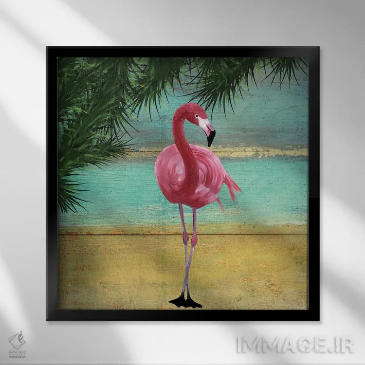 تابلو دکوراتیو قاب فلامینگو ۲ اثر کارن اسمیت - نمای قابدار مشکی