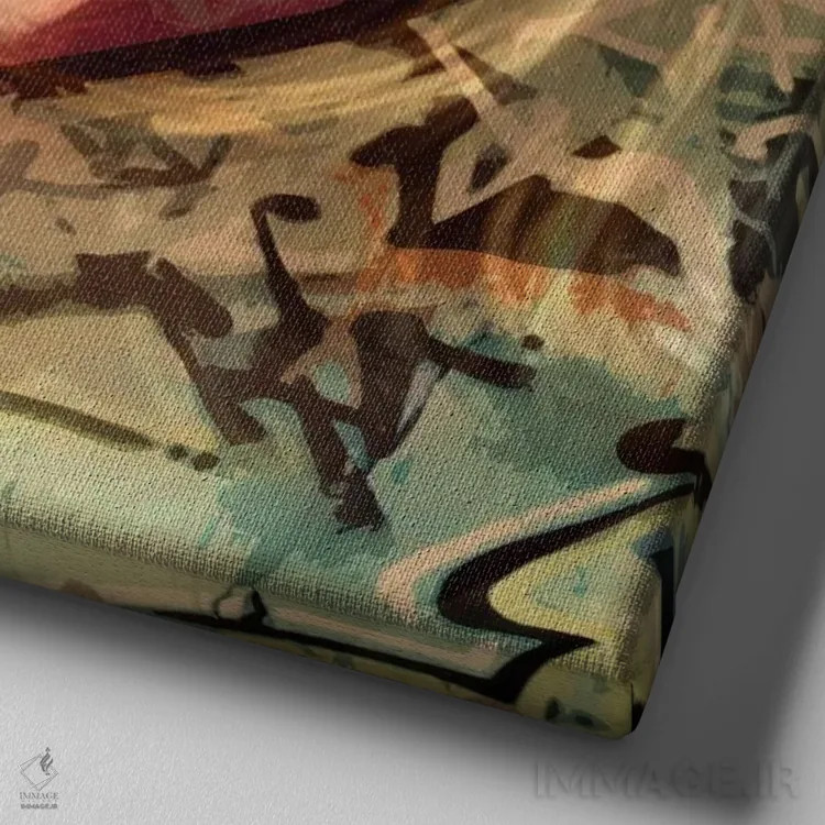 تابلو دکوراتیو نقص دار اثر کارن اسمیت - نمای نزدیک بافت بوم