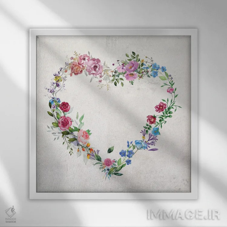 تابلو دکوراتیو شکوفه های قلب I اثر کارن اسمیت - نمای قابدار سفید