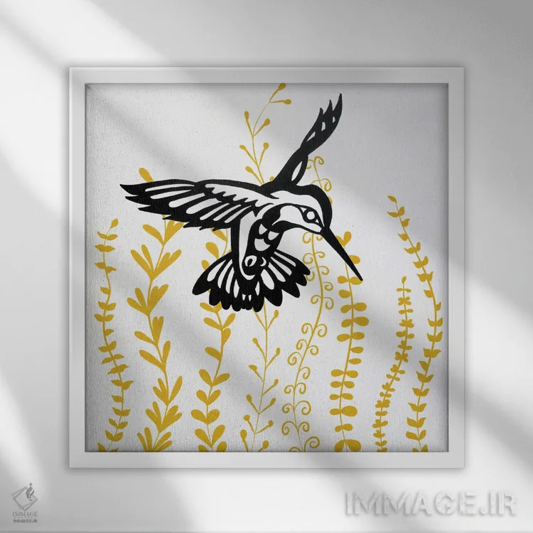 تابلو دکوراتیو پرنده در بوته II اثر کارن اسمیت - نمای قابدار سفید