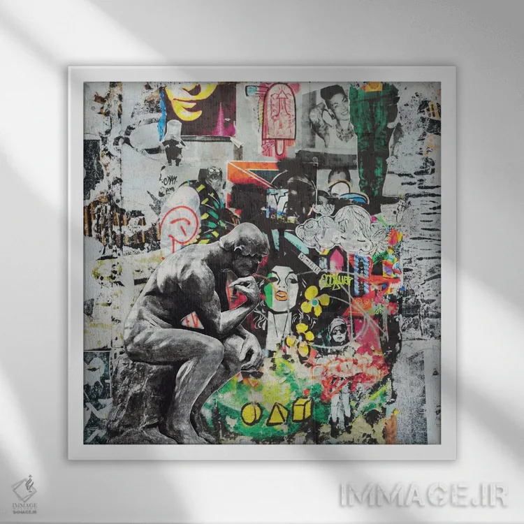 تابلو دکوراتیو متفکر اثر کارن اسمیت - نمای قابدار سفید