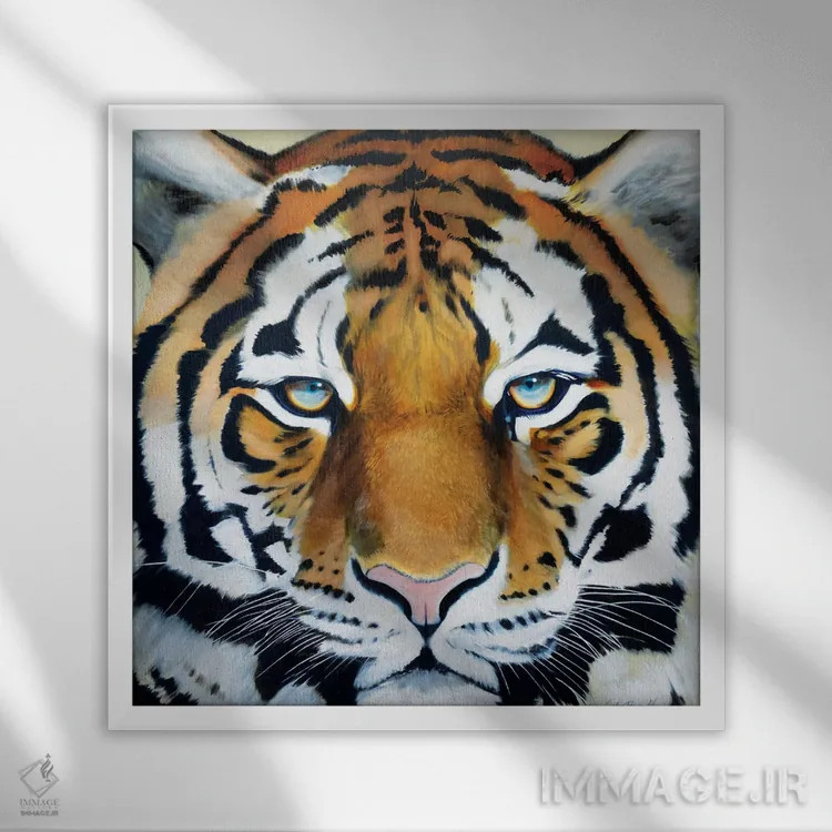 تابلو دکوراتیو ببر اثر کاترین الکسه - نمای قابدار سفید