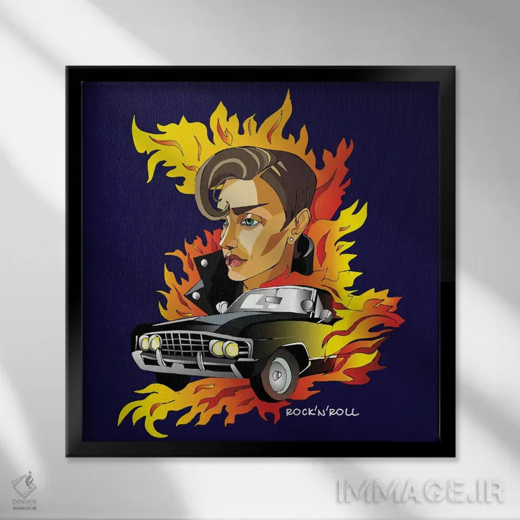 تابلو دکوراتیو راک اند رول اثر کاترینا بورتسووا - نمای قابدار مشکی