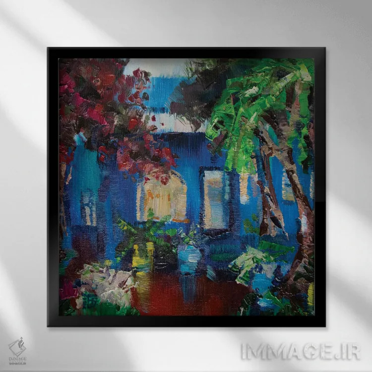 تابلو انتزاعی باغ ماجورل اثر کاترینا بورتسووا - نمای قابدار مشکی